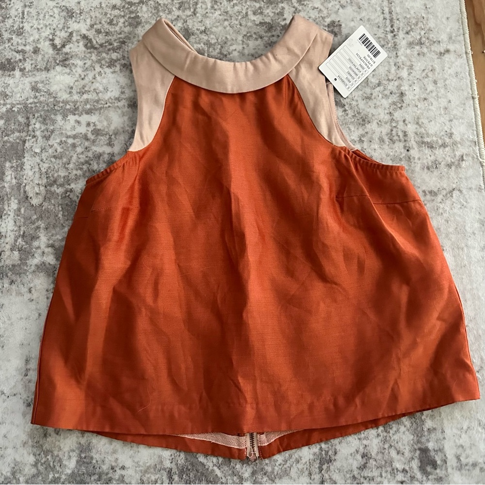 NWT Anthropologie HD in Paris Sleeveless Back Zip Tank Top Size 0 Petite